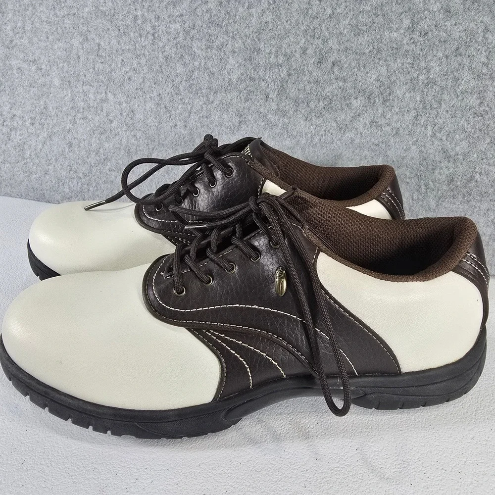 Austin Golf Mens 9 D Brown White Saddle Spiked Golf Shoes 0000440071C-HI